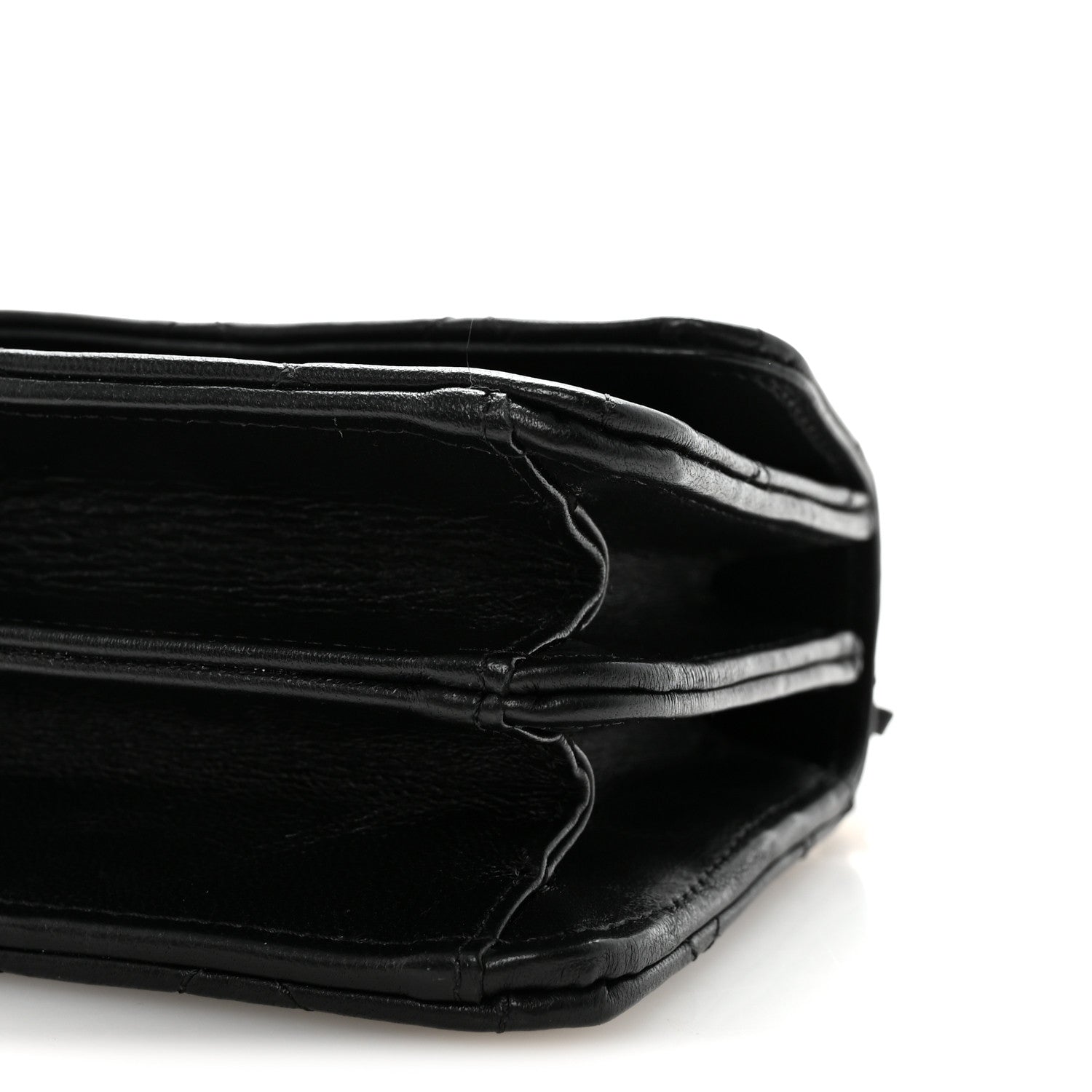 Lambskin Quilted Chain Top Handle Clutch With Chain Black