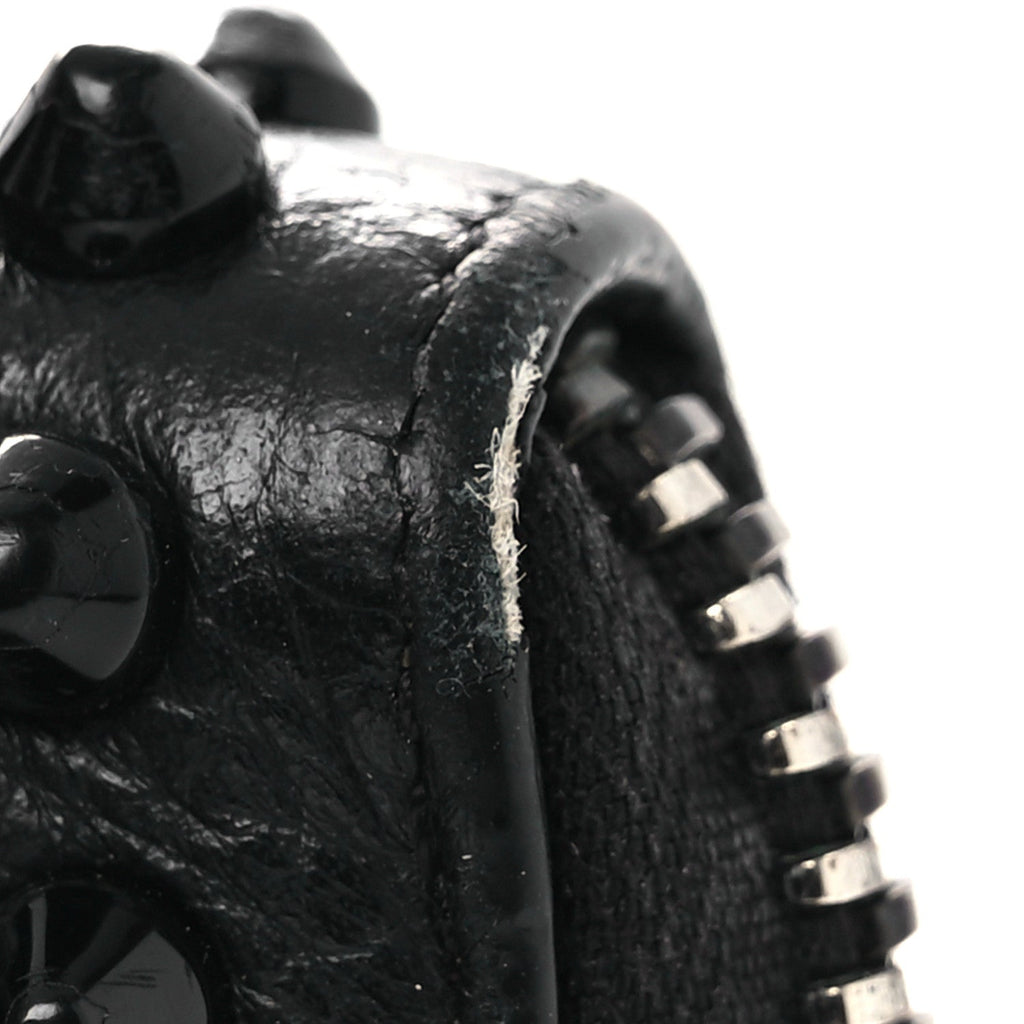 Calfskin Panettone Spiked Zip Around Wallet Black