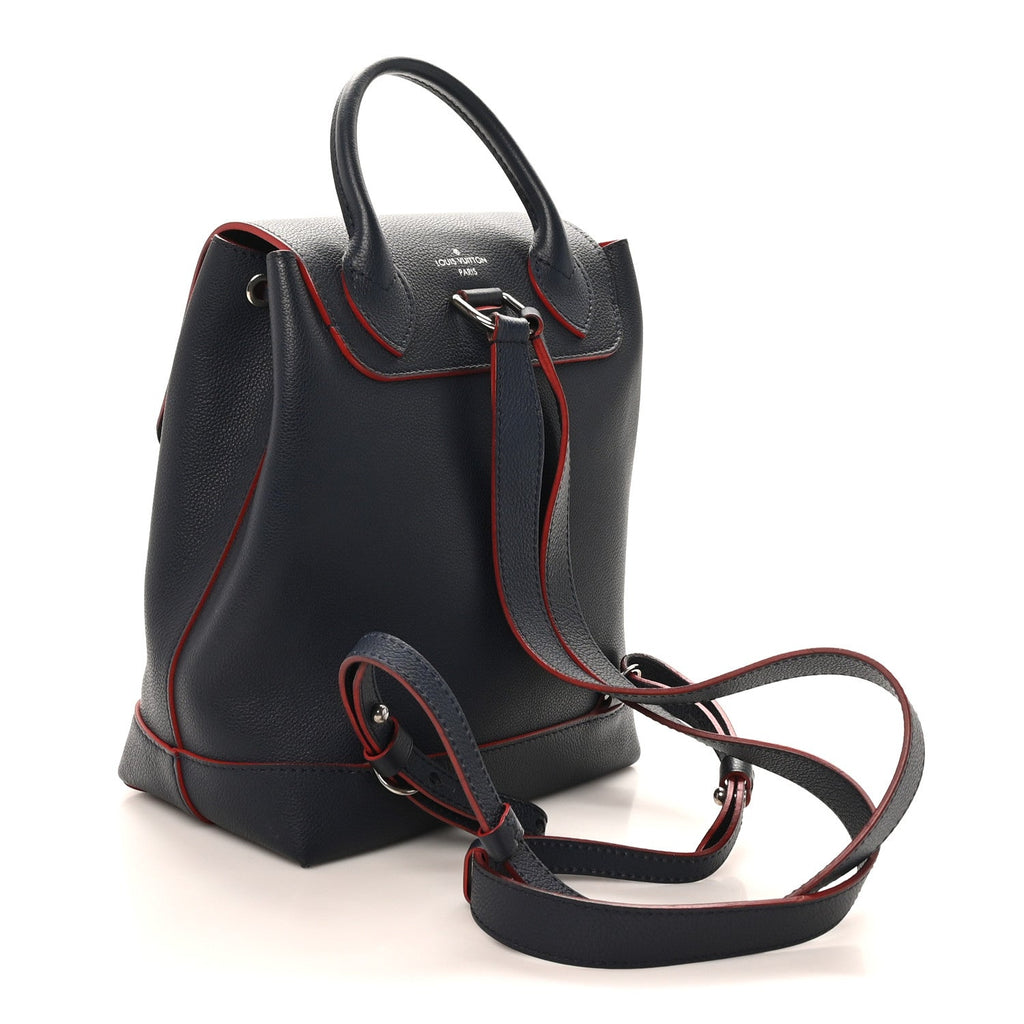 Soft Calfskin Lockme Backpack Marine Rouge