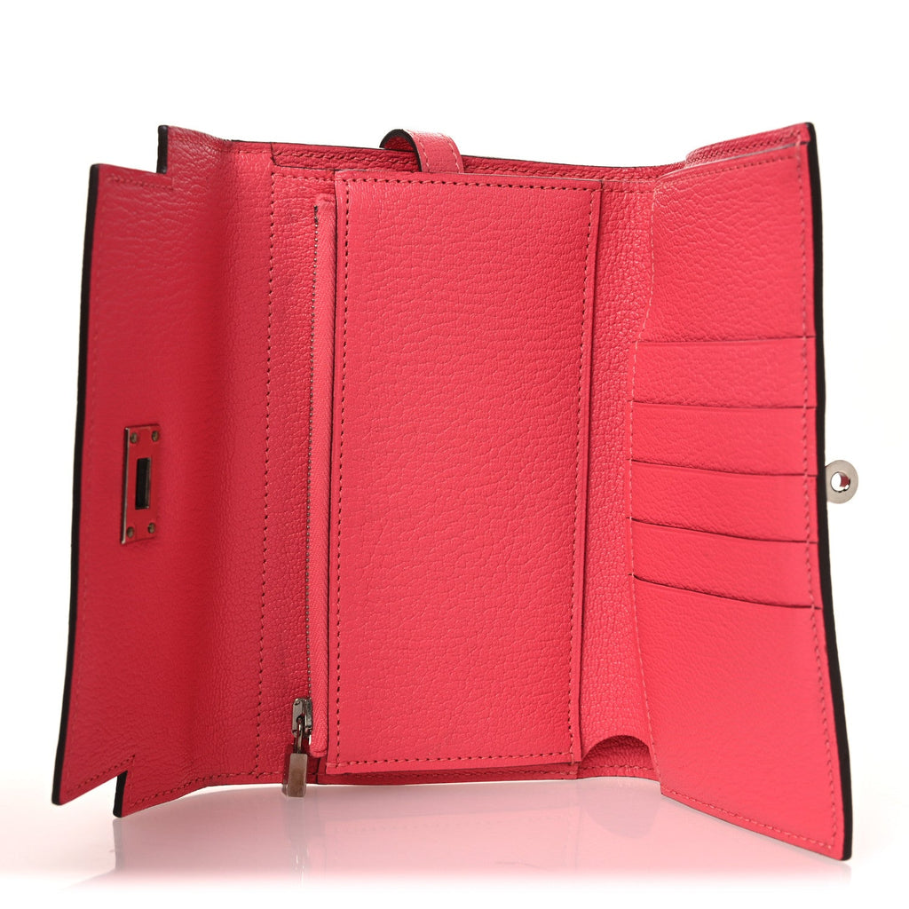 Chevre Mysore Medium Kelly Wallet Rose Azalee