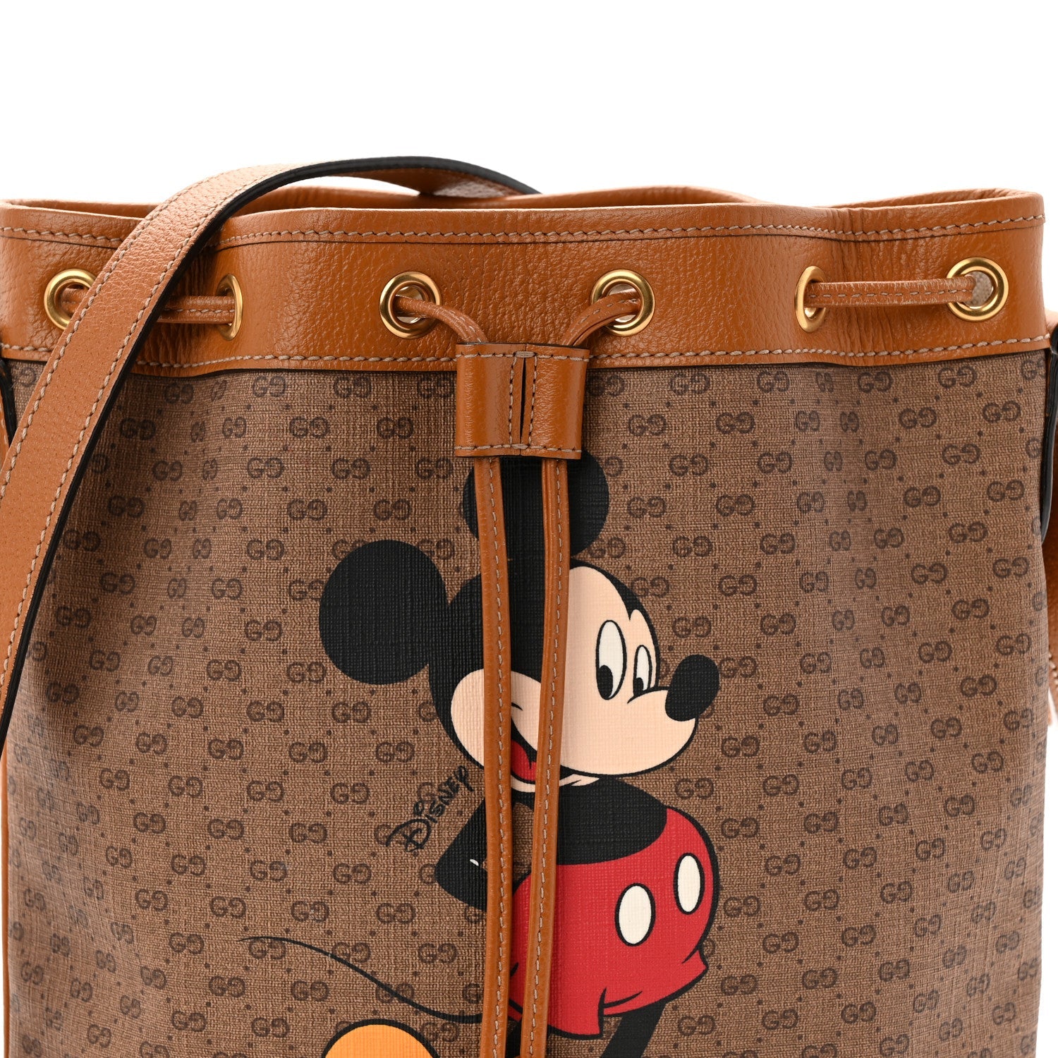 X DISNEY Mini Vintage GG Supreme Monogram Bucket Bag Beige Vintage Sun Oil