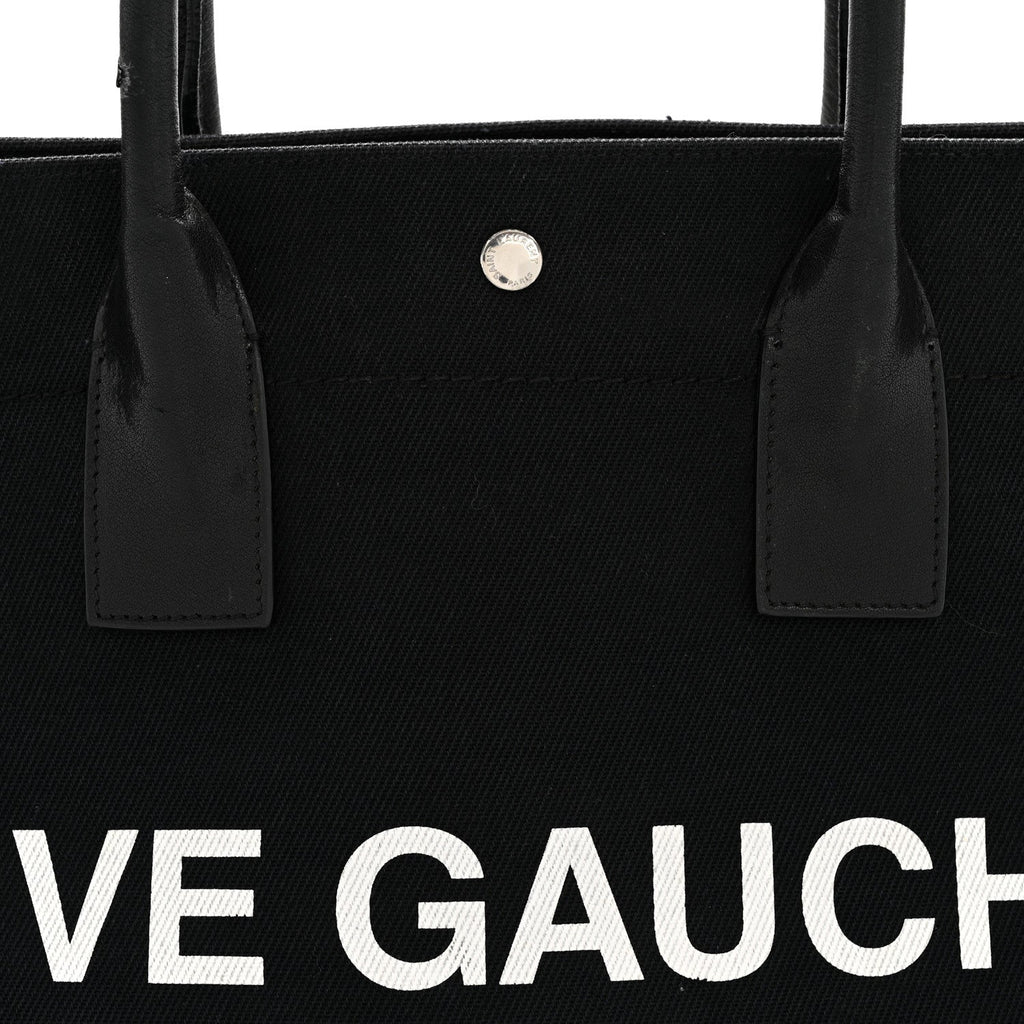 Linen Calfskin Rive Gauche Tote Black