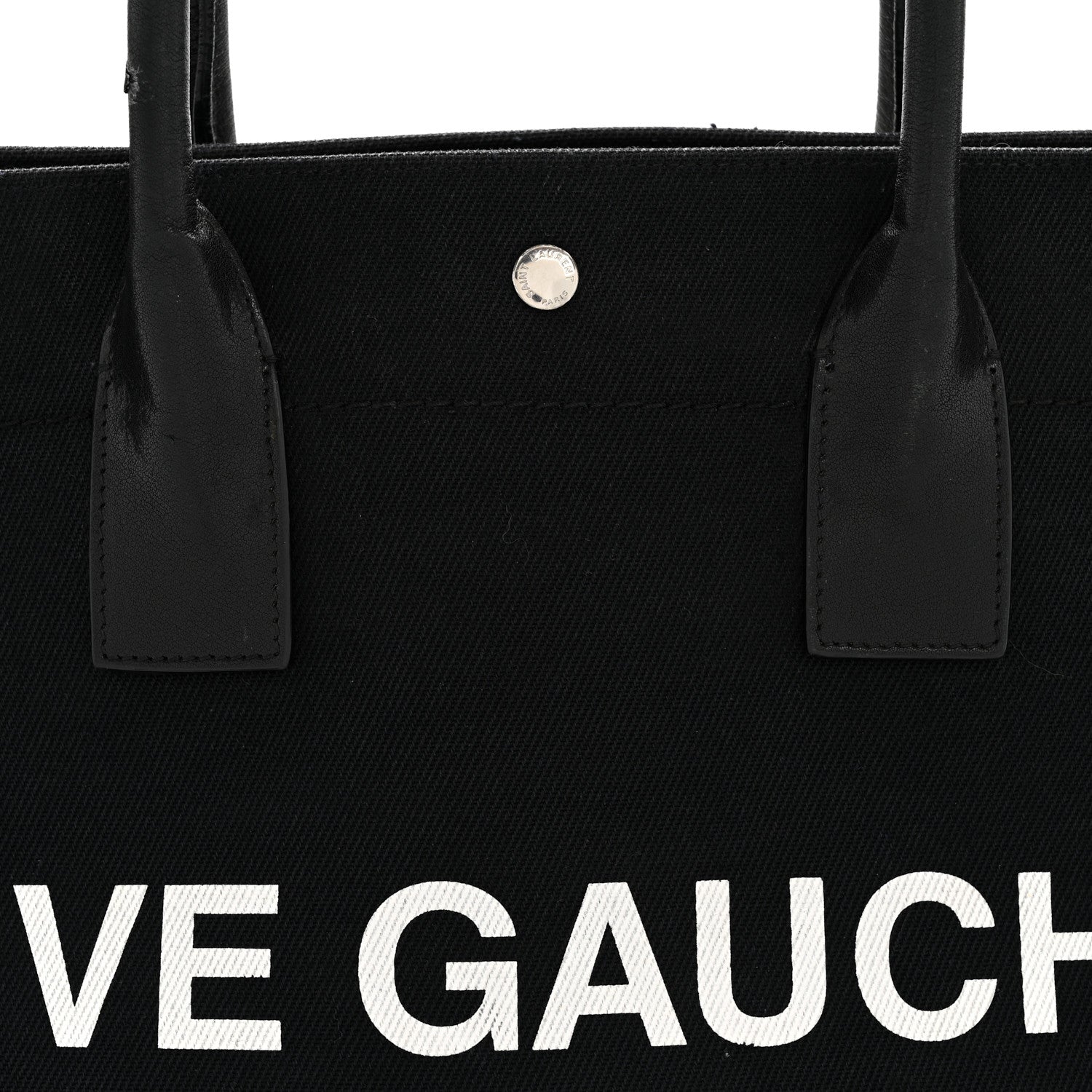 Linen Calfskin Rive Gauche Tote Black
