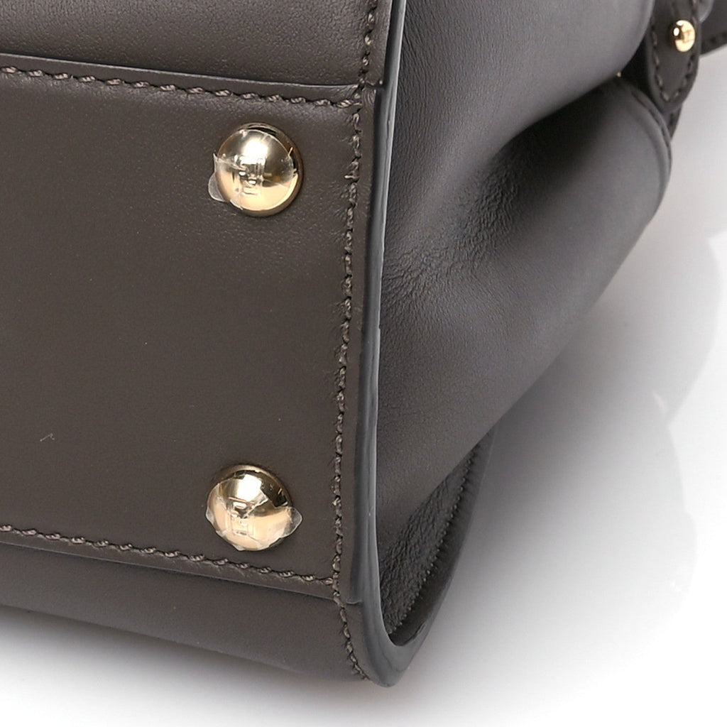 Vitello Seta Suede FF Mini Peekaboo Iconic Satchel  Chocolate Sigaro Marrone