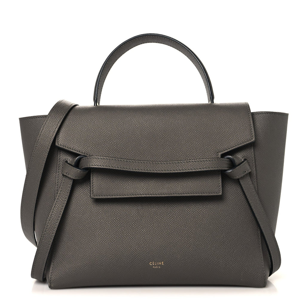 Grained Calfskin Micro Belt Bag Grey
