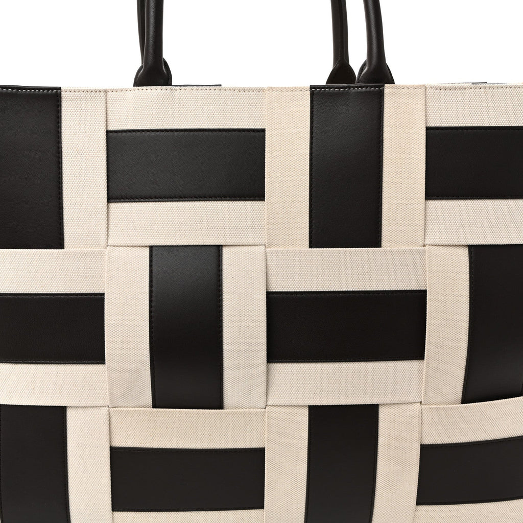 Canvas Nappa Maxi Intrecciato Large Arco Tote Natural Fondant