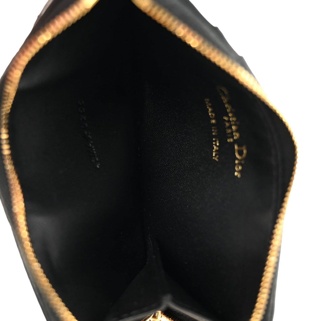 Supple Calfskin Cannage Caro Cosmos Zipped  Holder Black