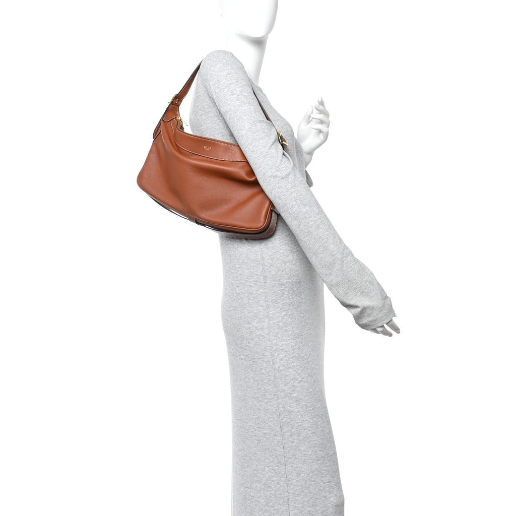 Supple Calfskin Medium Romy Shoulder Bag Tan