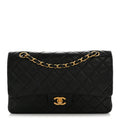 Lambskin Quilted Medium Double Flap Black