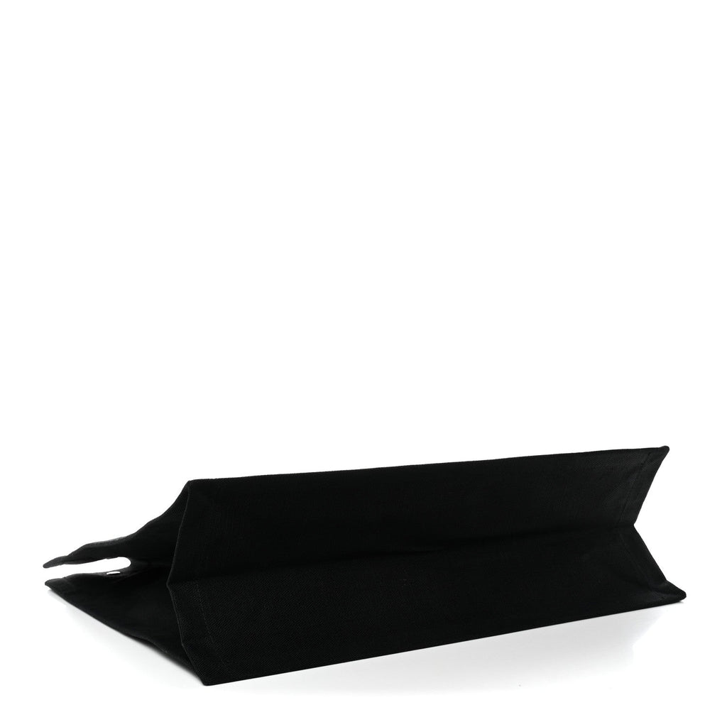Linen Calfskin Rive Gauche Tote White Black