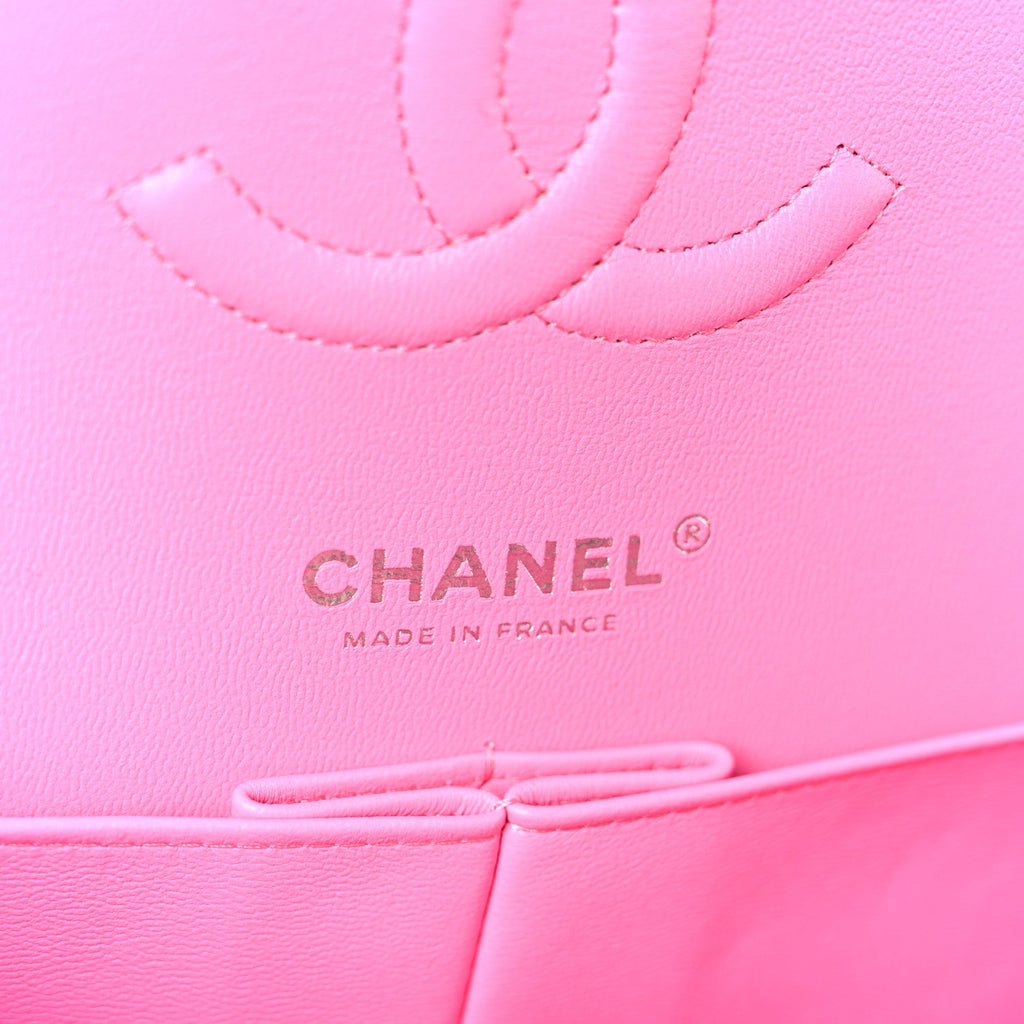 Lambskin Quilted Medium Double Flap Pink