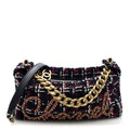 Tweed Calfskin Signe Hobo Navy Multicolor