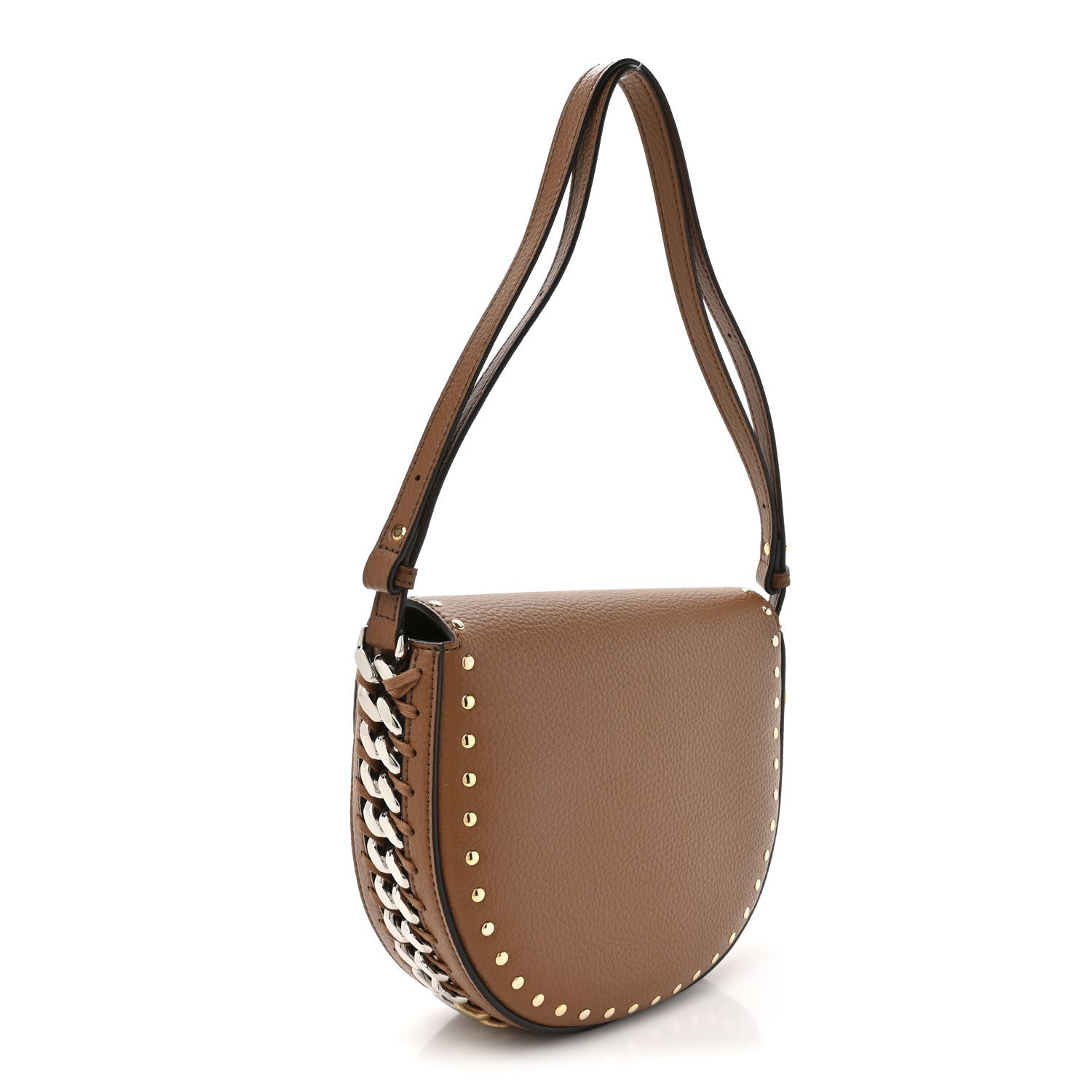 Eco Grainy Alter Mat Studded Frayme Flap Shoulder Bag Pecan