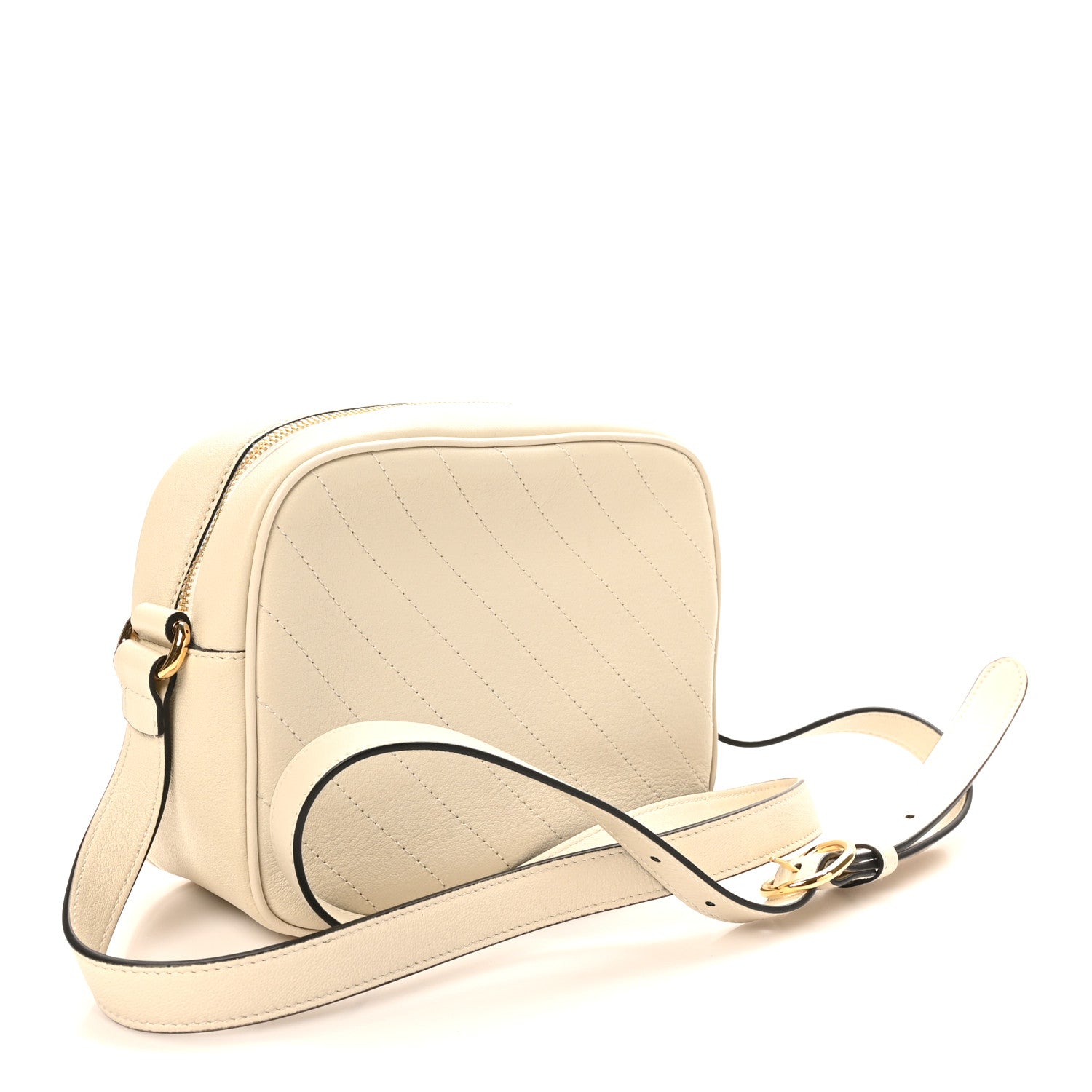 Sakai Be Green Calfskin Diagonal Stitched Small Blondie Shoulder Bag Mystic White
