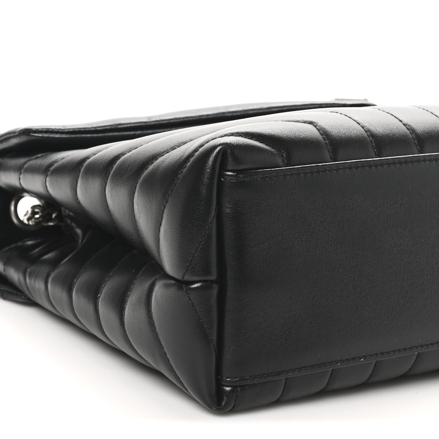 Calfskin Y Quilted Monogram Medium Loulou Chain Satchel Black