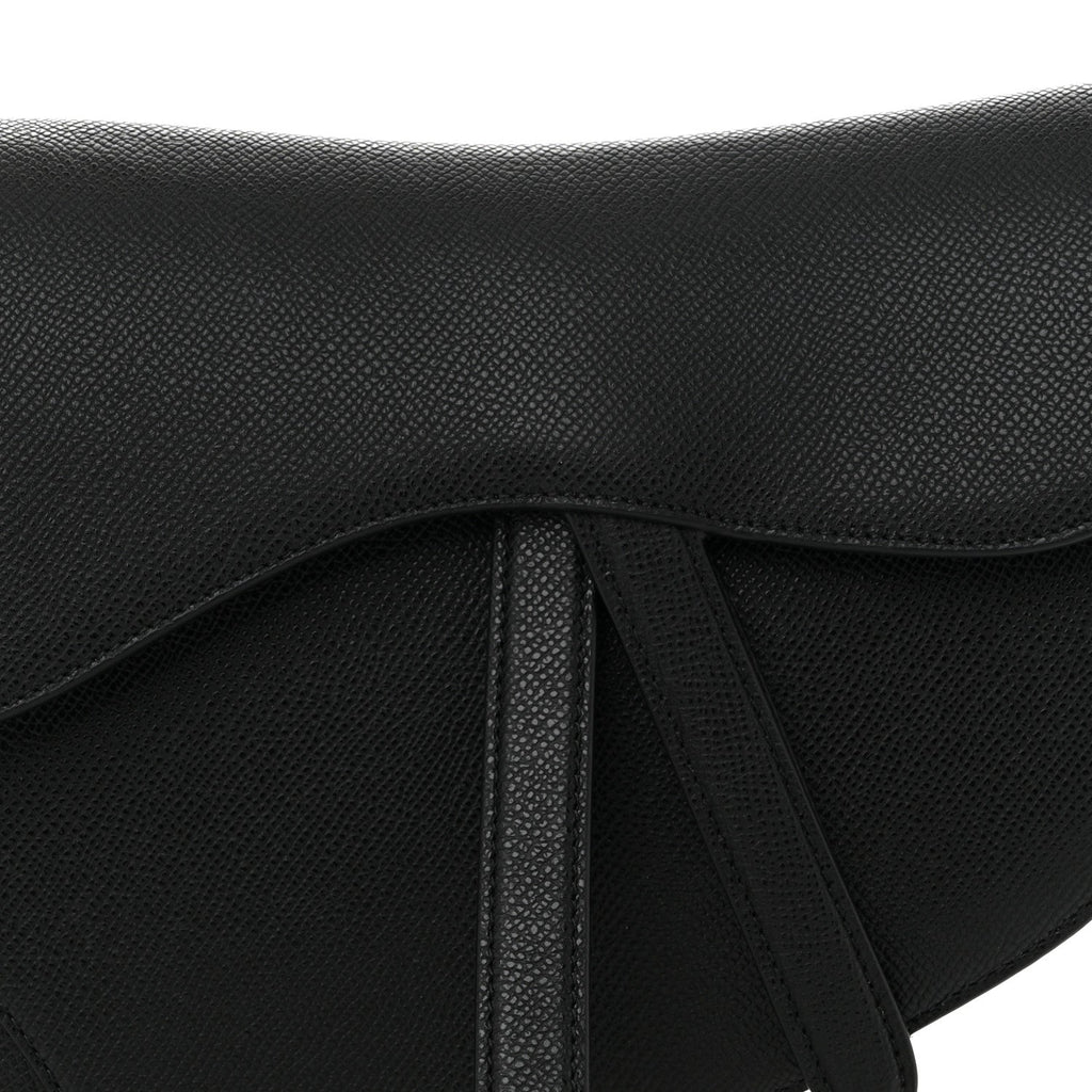 Grained Calfskin Saddle Bag Black