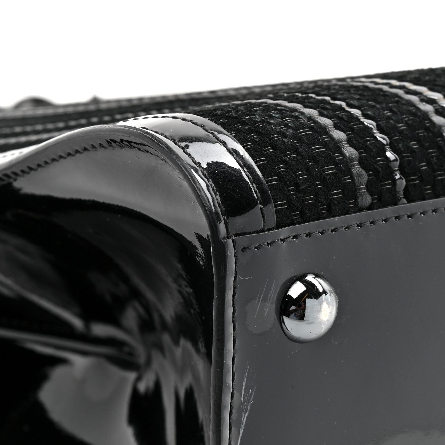 Canvas Patent Calfskin MM Brillant Satchel Black