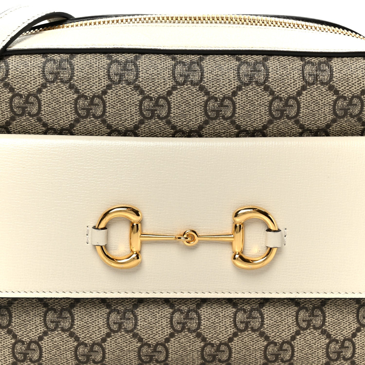 GG Supreme Monogram Small Horsebit 1955 Shoulder Bag Beige Mystic White
