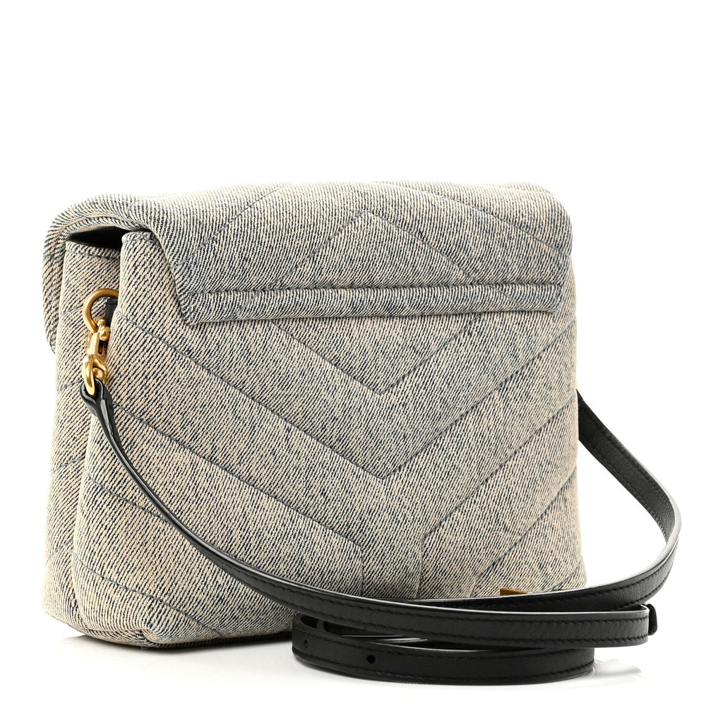 Denim Y Quilted Monogram Toy Loulou Crossbody Bag Grey