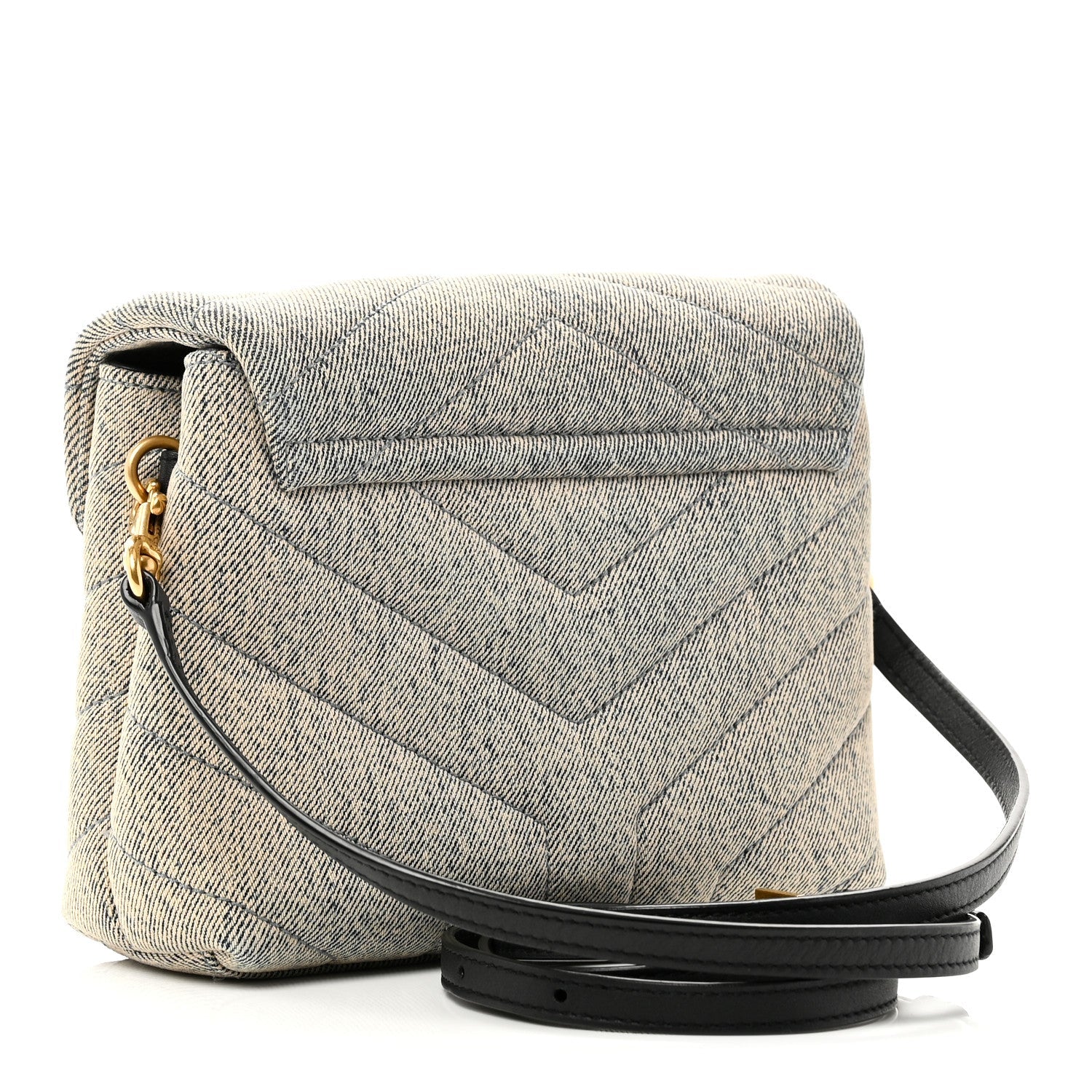 Denim Y Quilted Monogram Toy Loulou Crossbody Bag Grey