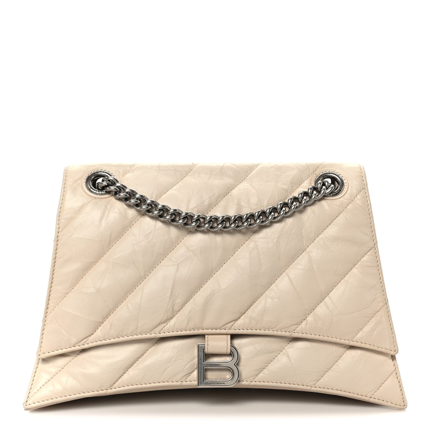 Crushed Calfskin Quilted Medium Crush Chain Bag Nude