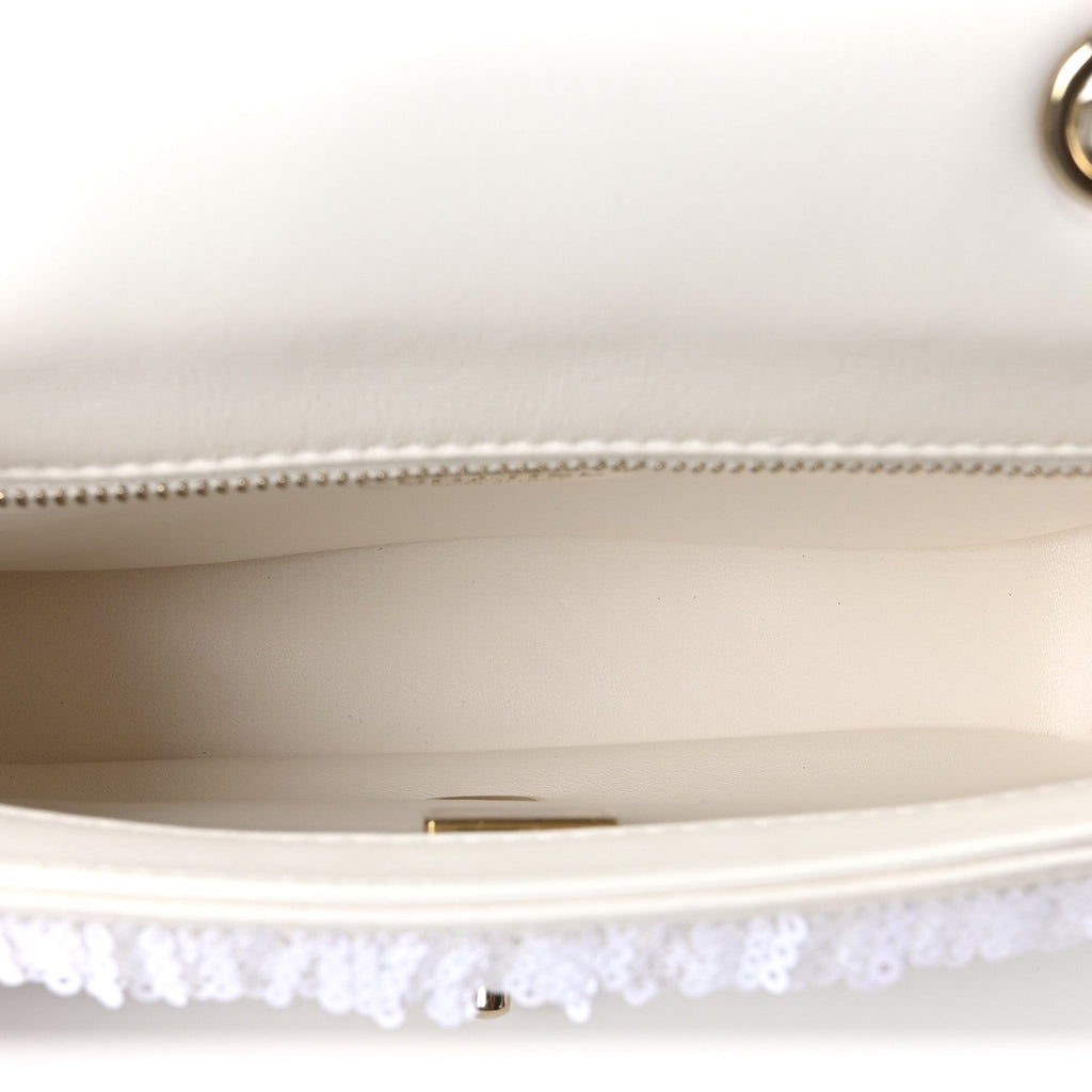Sequin Mini Rectangular Flap White