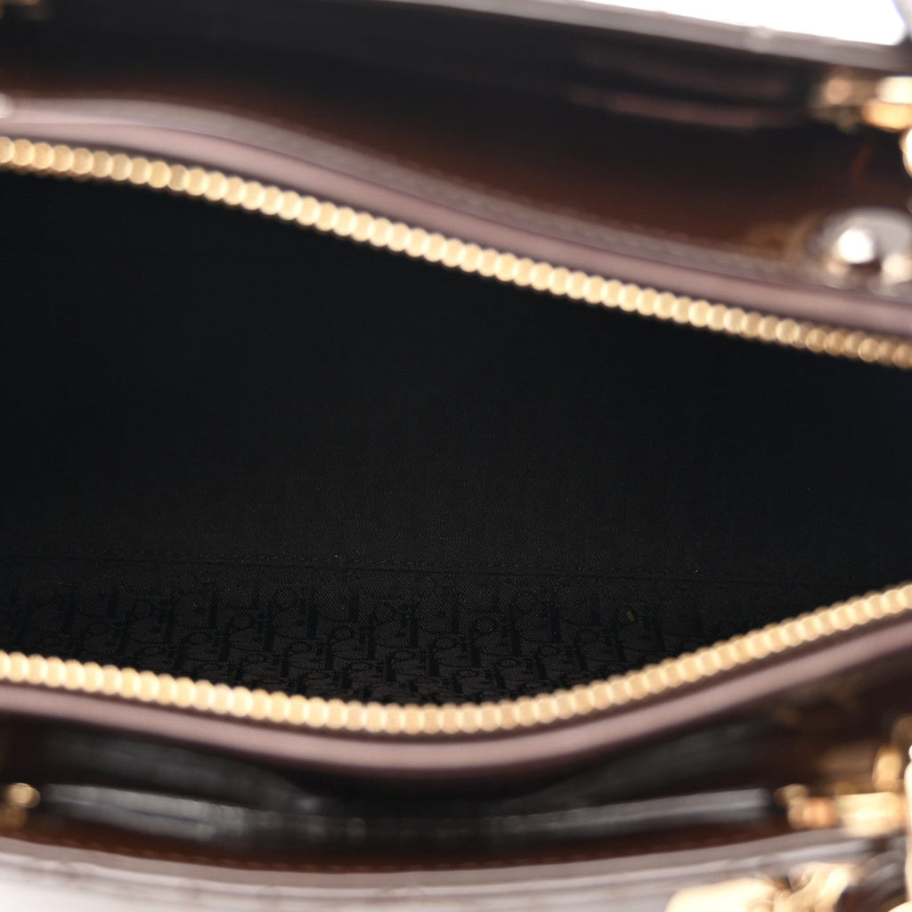 Patent Cannage Large Lady Dior Dark Brown