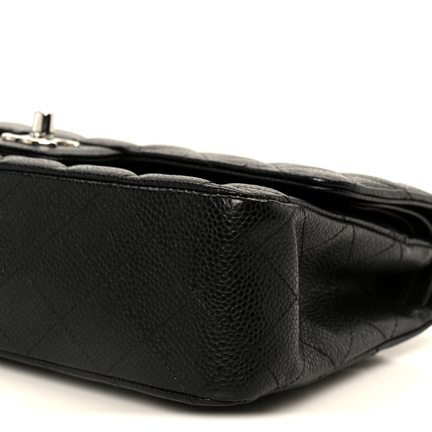 Caviar Quilted Medium Double Flap Black