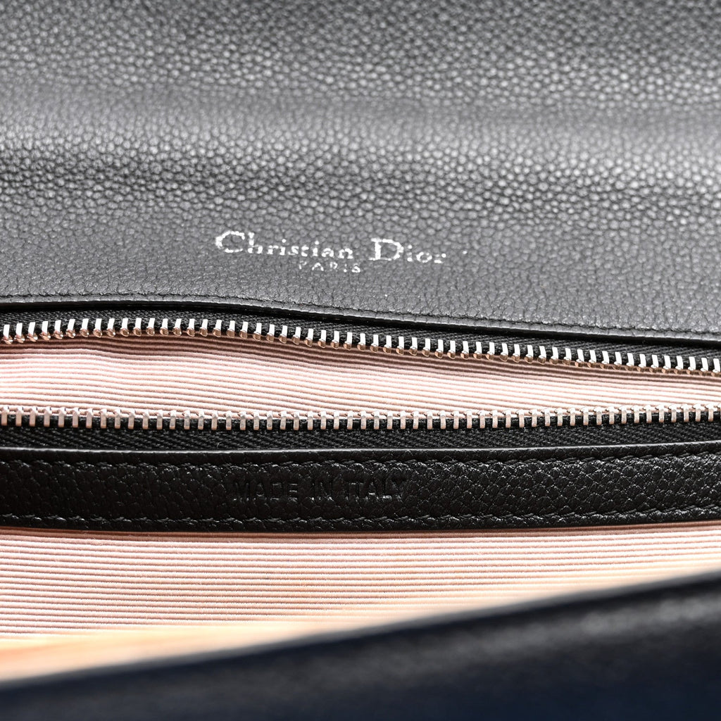 Grained Calfskin Medium Diorama Flap Bag Black