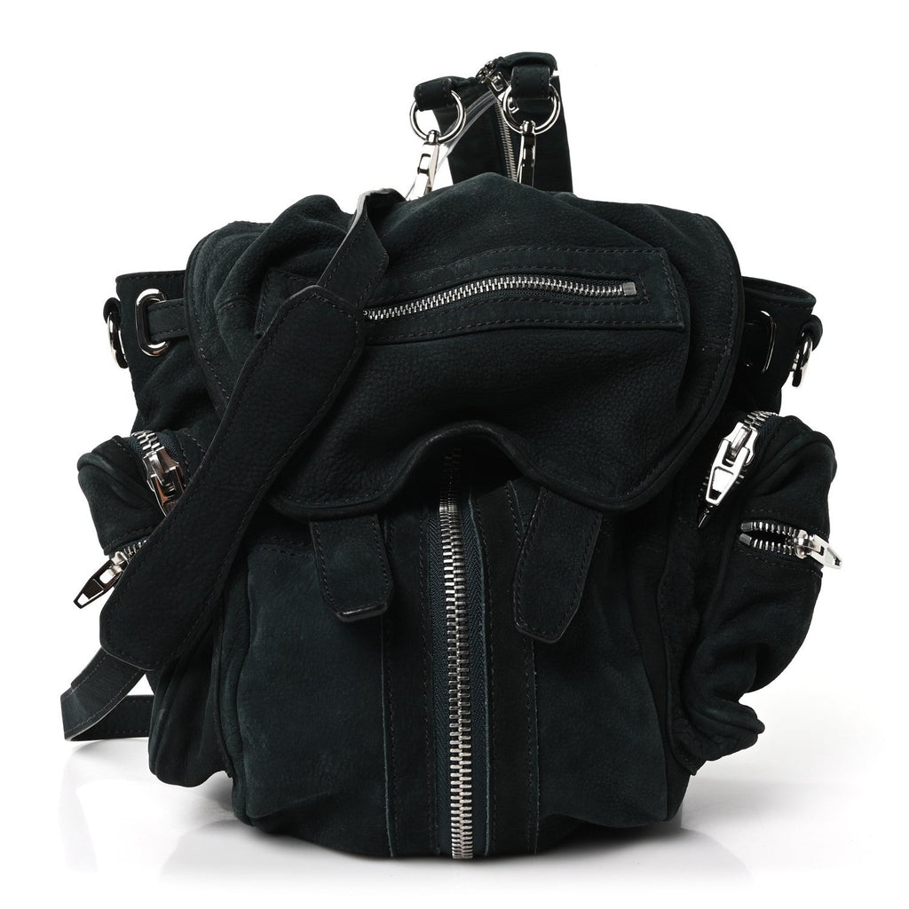 Nubuck Mini Marti Backpack Green Rhodium Hardware
