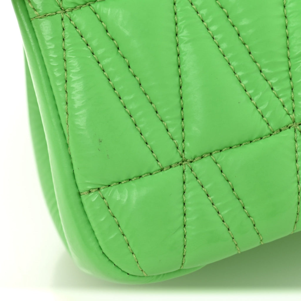 Patent Quilted Virtus Shoulder Bag Mint