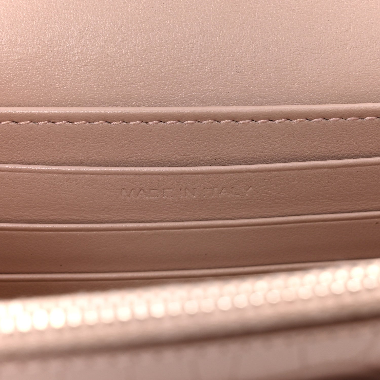 Calfskin Crocodile Embossed Monogram Sunset Chain Wallet Soft Nude