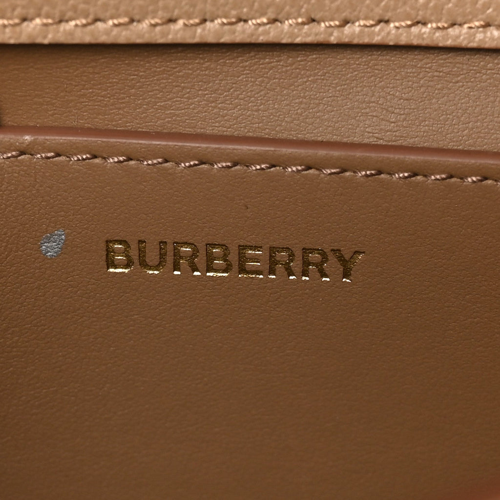 Grained Calfskin House Check Small Madison Shoulder Bag Chestnut Beige