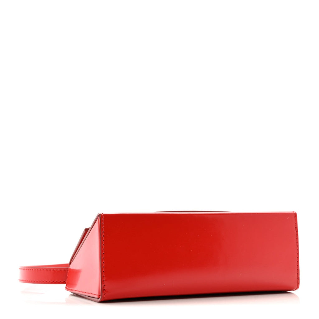 Brushed Calfskin Mini Geometric Clutch Bag Flame Red