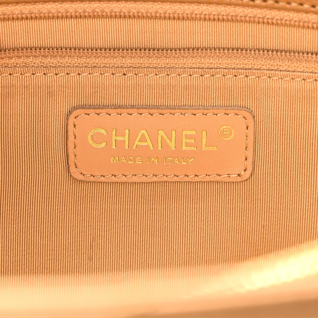 Caviar Quilted Grand Shopping Tote GST Dark Beige