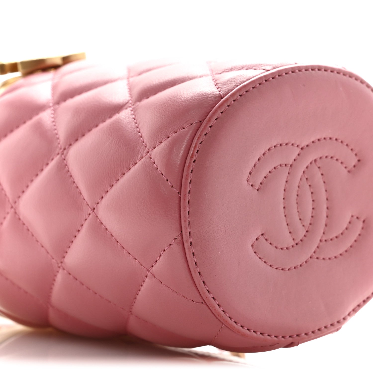 Lambskin Quilted Mini Crown Box Bag Pink