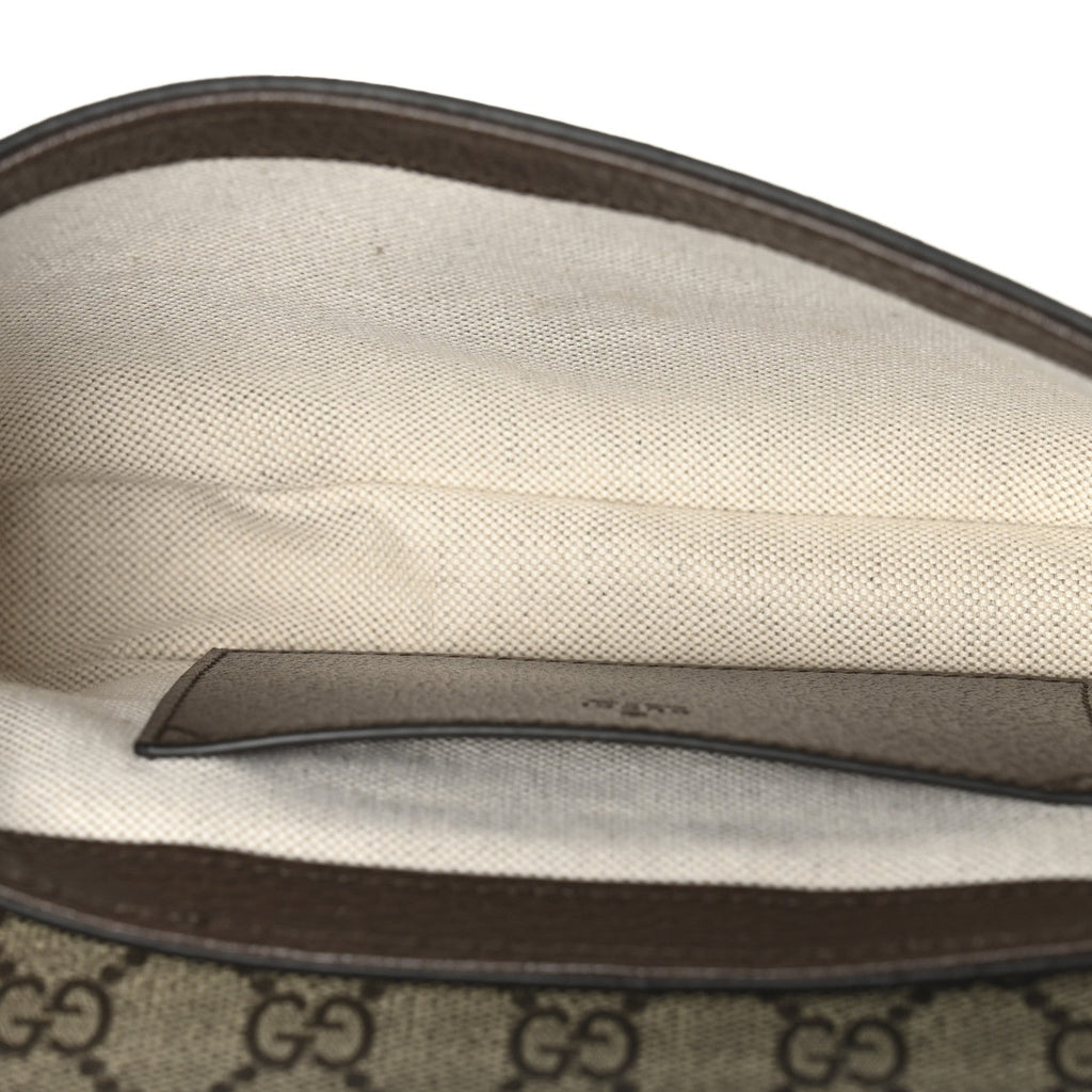 GG Supreme Monogram Textured Dollar Calfskin Web Mini Ophidia Envelope Shoulder Bag Beige Ebony New Acero