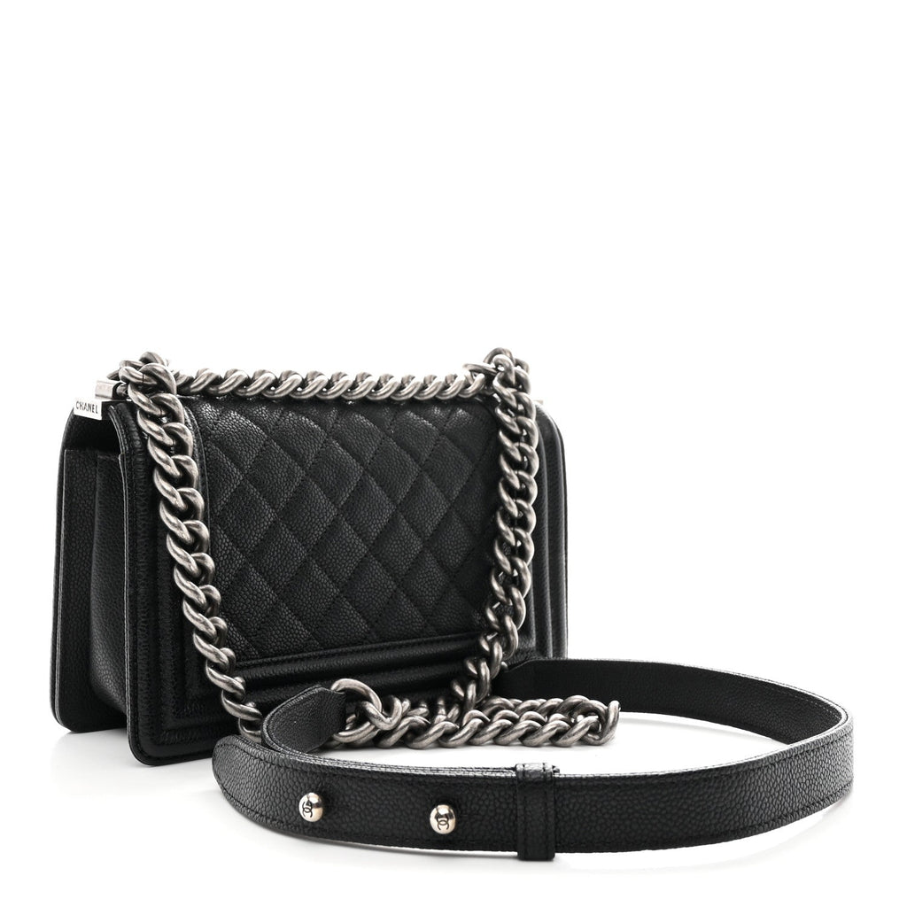 Caviar Quilted Small Boy Flap Black