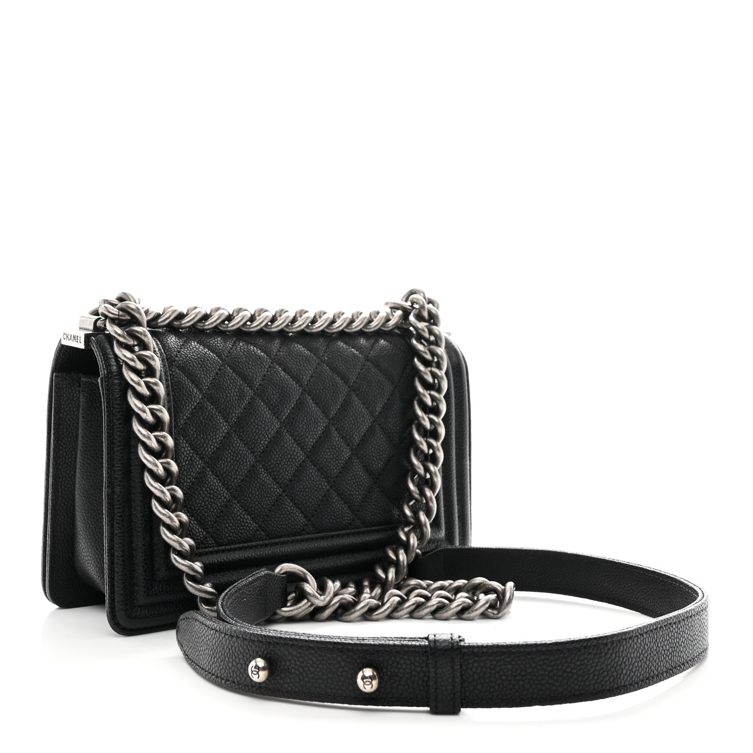 Caviar Quilted Small Boy Flap Black