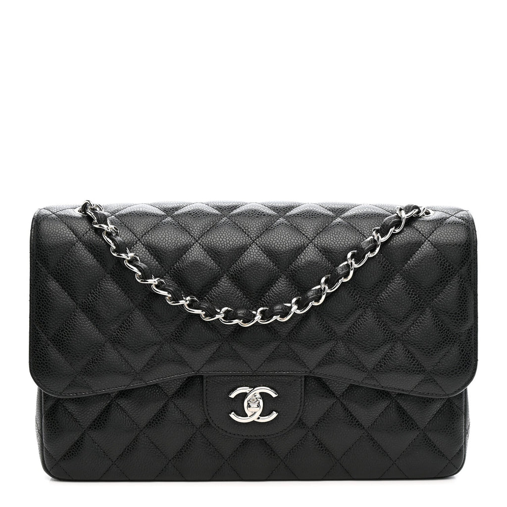 Caviar Quilted Jumbo Double Flap Black