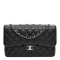 Caviar Quilted Jumbo Double Flap Black