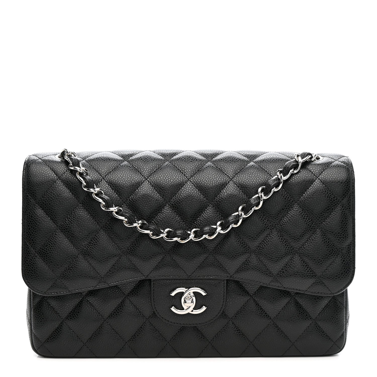 Caviar Quilted Jumbo Double Flap Black