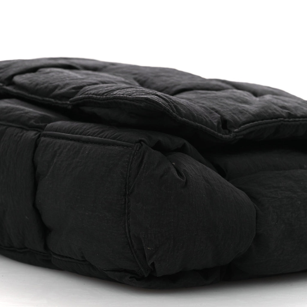 Nylon Intrecciato Padded Tech Maxi Cassette Bag Black