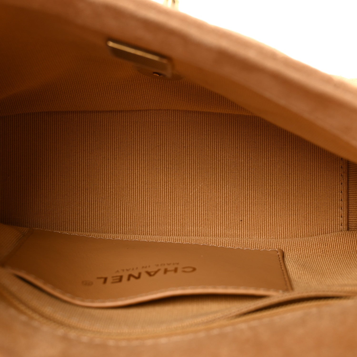 Suede Quilted Mini Flap Dark Beige