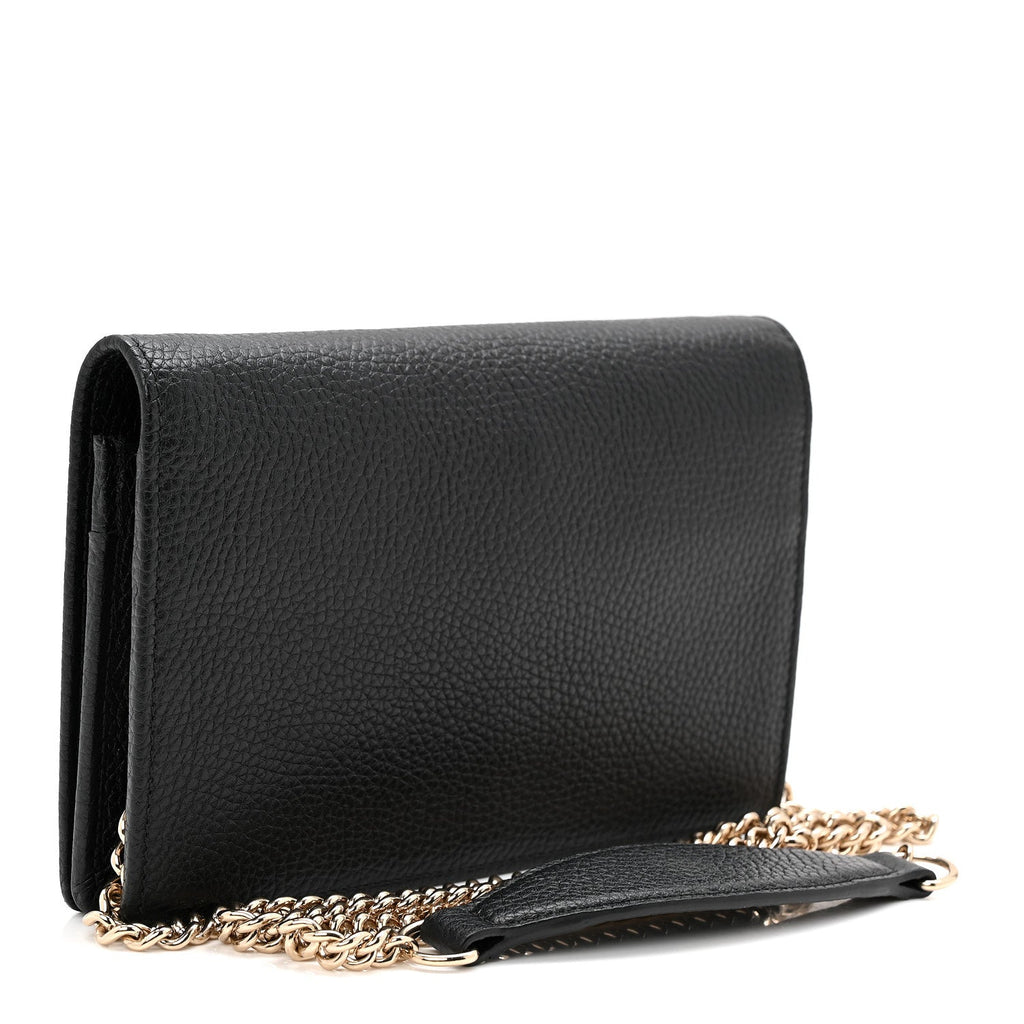 Pebbled Calfskin Soho Wallet On Chain Black