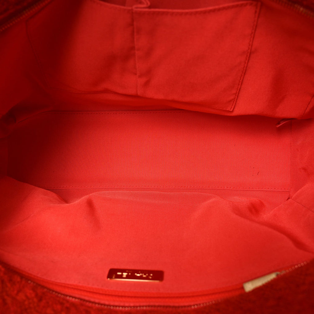 Wool Tweed Large Zipped Shopping Tote Dark Orange