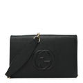 Pebbled Calfskin Soho Wallet On Chain Black
