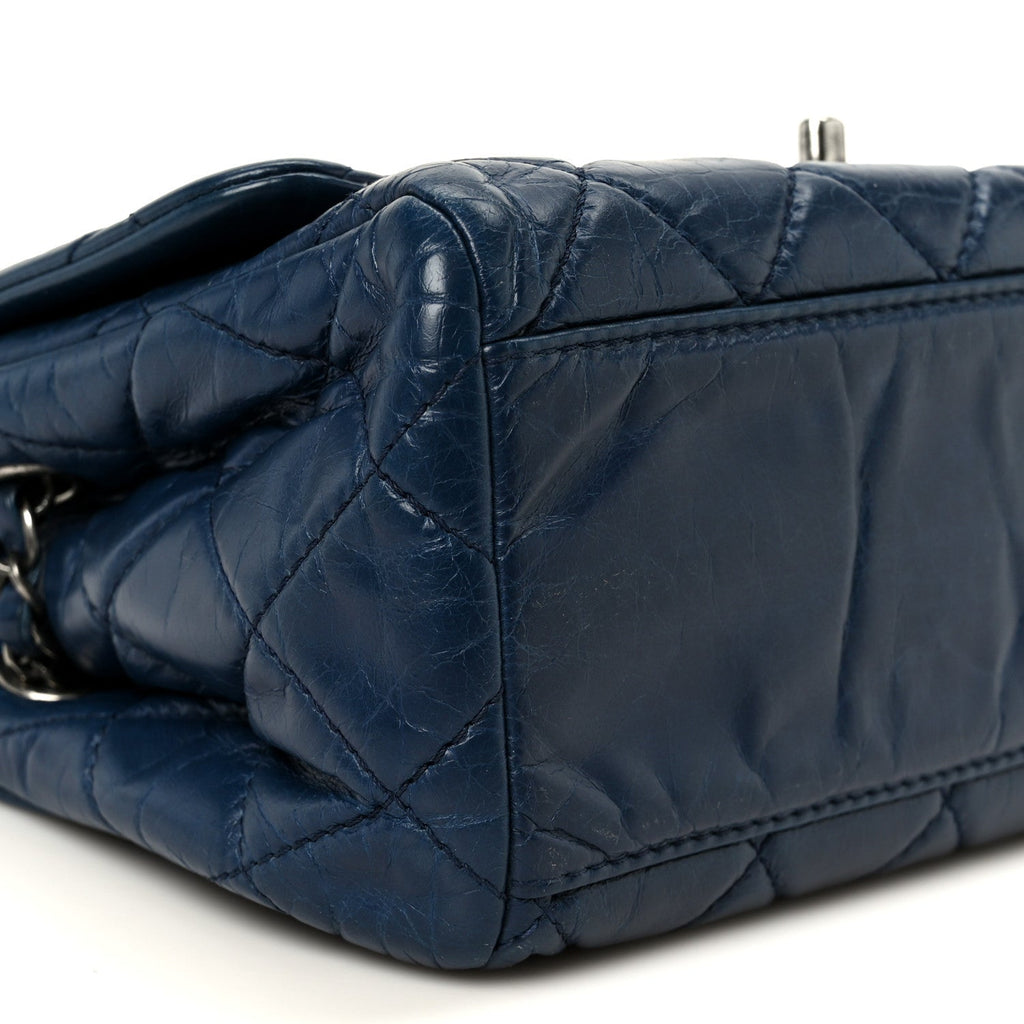 Glazed Calfskin Quilted Medium Coco Soft Flap Navy