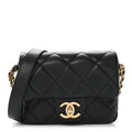 Caviar Quilted Mini Twist Your Buttons Flap Black