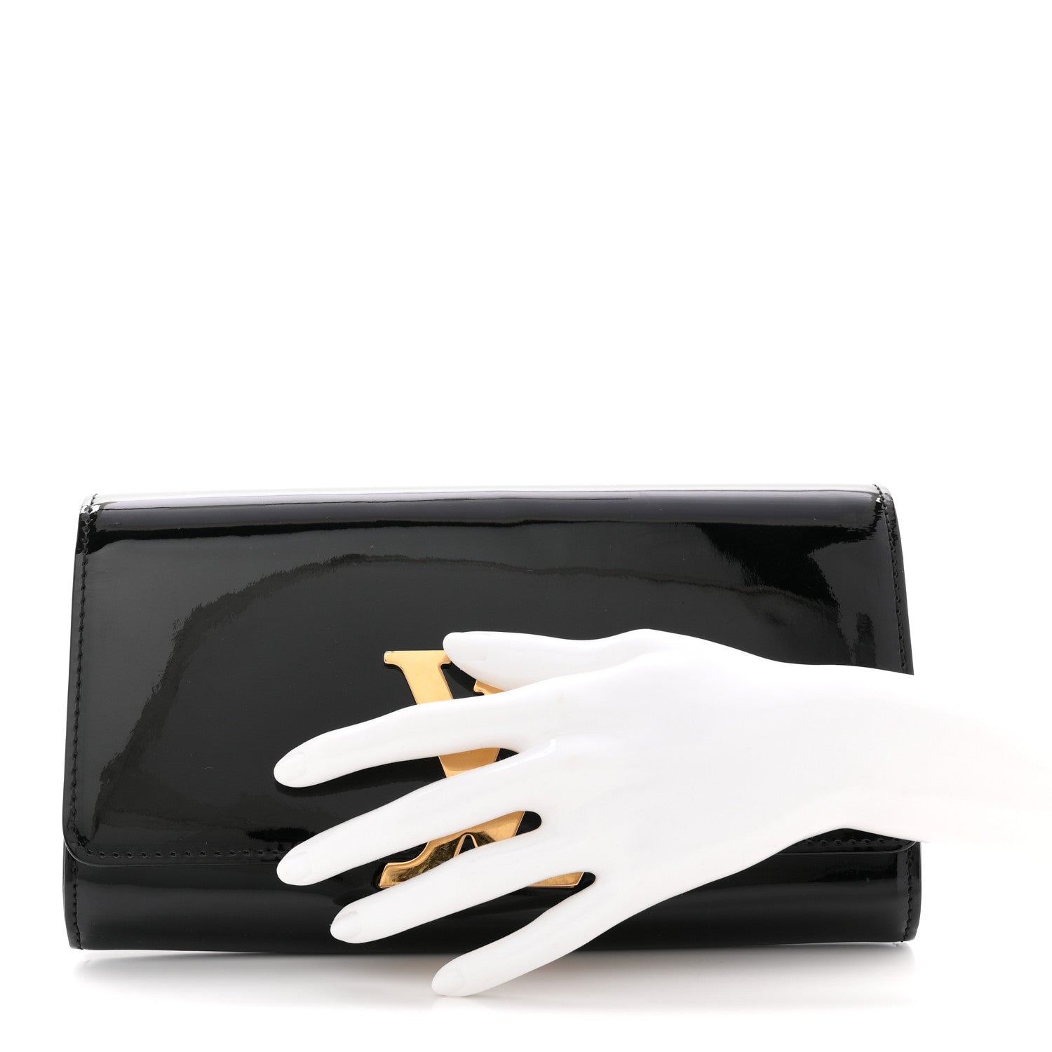 Patent Louise Clutch Black